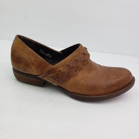 Born Hensley Womens Size 8 Brown Leather Slip On Western Clog Bootie Shoes - Picture 2 of 11